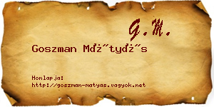 Goszman Mátyás névjegykártya